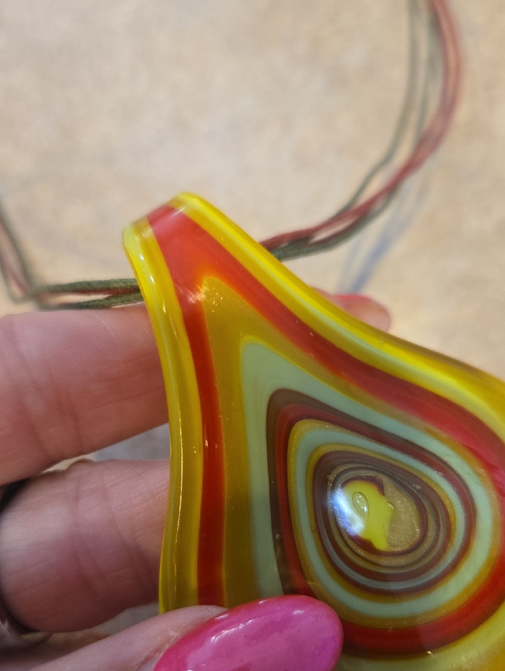Multi-Color Glass Pendant Necklace - Picture 3 of 7